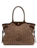 Сумка из плетеной соломы с замшевой отделкой GIANNI CHIARINI Claudette 11902 коричневая