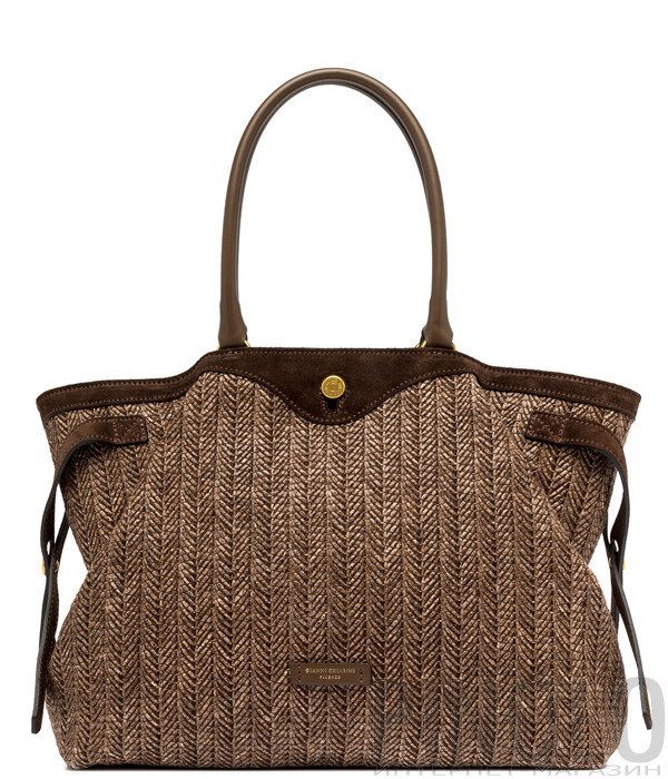 Сумка із плетеної соломи із замшевою обробкою GIANNI CHIARINI Claudette 11902 коричнева