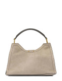Сумка из мягкой замши GIANNI CHIARINI Aurora 12285 с контрастной строчкой бежевая