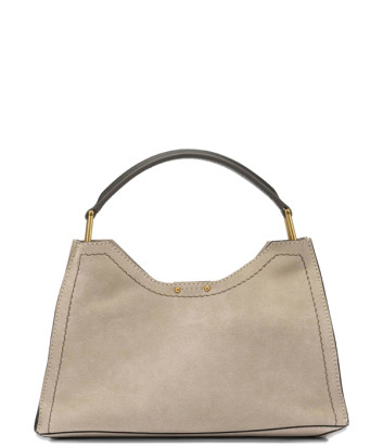 Сумка из мягкой замши GIANNI CHIARINI Aurora 12285 с контрастной строчкой бежевая