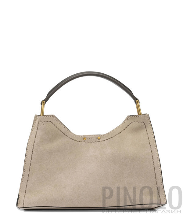 Сумка из мягкой замши GIANNI CHIARINI Aurora 12285 с контрастной строчкой бежевая