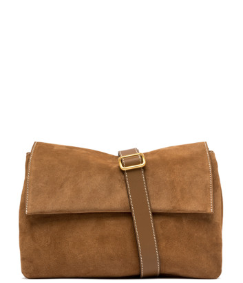 Сумка из мягкой замши GIANNI CHIARINI Three 12295 с контрастной строчкой рыжая