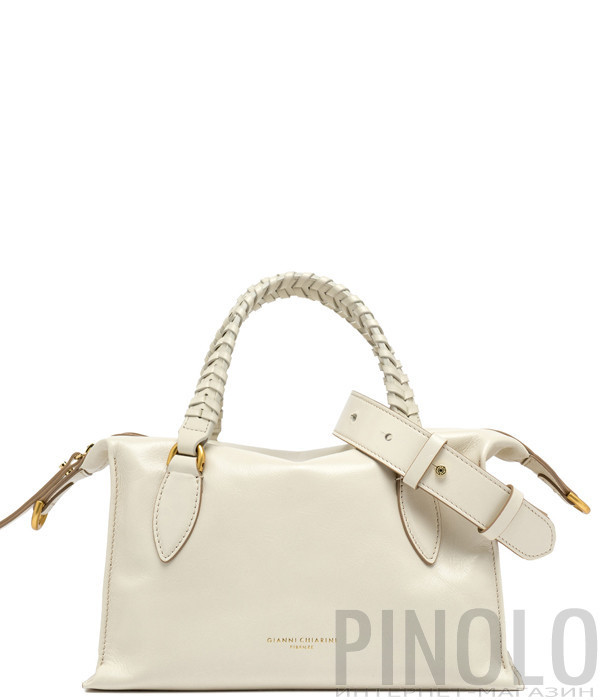 Сумка із вощеної шкіри GIANNI CHIARINI Roxy 11915 з ефектом тріщин молочна