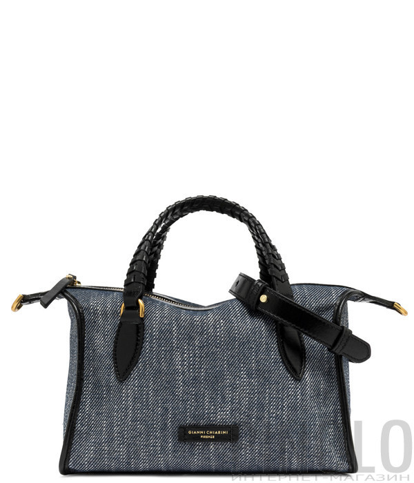 Сумка GIANNI CHIARINI Roxy 12275 в комбінації шкіри та тканини з ефектом деніму