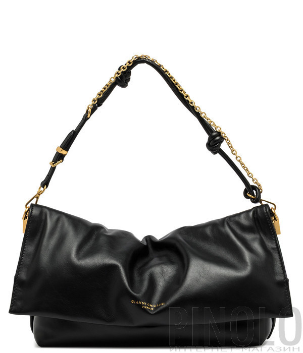 Шкіряна сумка GIANNI CHIARINI Fanny 11946 з деталями у вигляді вузликів чорна
