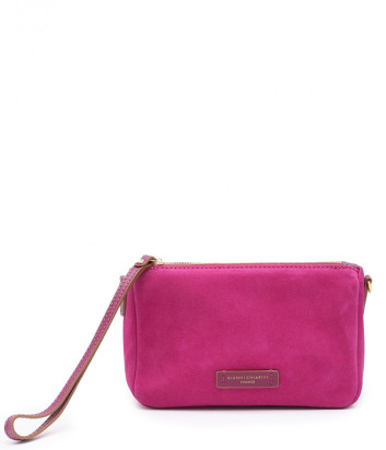 Сумка з м'якої замші GIANNI CHIARINI NORA POUCH 10224 зі шкіряним ремінцем фуксія