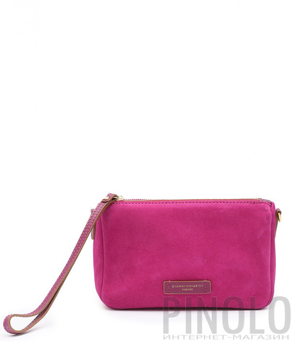 Сумка з м'якої замші GIANNI CHIARINI NORA POUCH 10224 зі шкіряним ремінцем фуксія