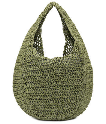 Летняя сумка-хобо из вязаной соломы GIANNI CHIARINI NEFELI 11954 зеленая