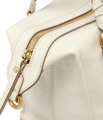 Сумка из вощеной кожи GIANNI CHIARINI Roxy 11915 с эффектом трещин молочная