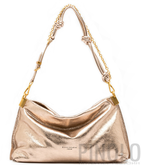 Шкіряна сумка GIANNI CHIARINI Fanny 11934 з деталями у вигляді вузликів золотиста