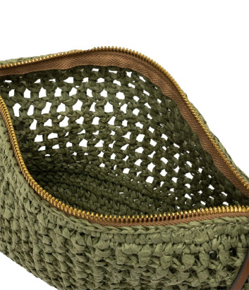 Летняя сумка-клатч из вязаной соломы GIANNI CHIARINI NEFELI 11950 зеленая