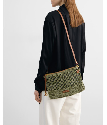 Летняя сумка-клатч из вязаной соломы GIANNI CHIARINI NEFELI 11950 зеленая