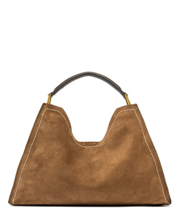 Сумка из мягкой замши GIANNI CHIARINI Aurora 12286 с контрастной строчкой рыжая