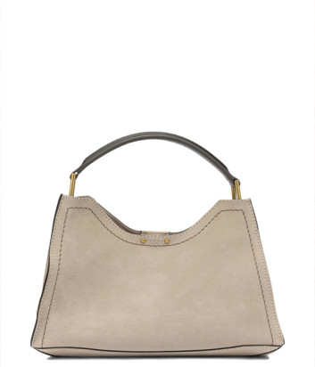 Сумка из мягкой замши GIANNI CHIARINI Aurora 12285 с контрастной строчкой бежевая