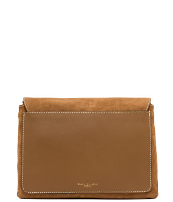 Сумка из мягкой замши GIANNI CHIARINI Three 12295 с контрастной строчкой рыжая