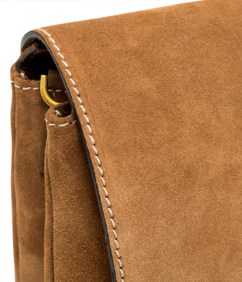 Сумка из мягкой замши GIANNI CHIARINI Three 12295 с контрастной строчкой рыжая