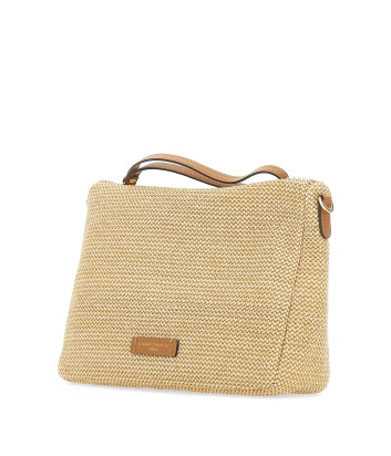Сумка из соломы GIANNI CHIARINI NORA POUCH 10225 с кожаным ремешком бежевая