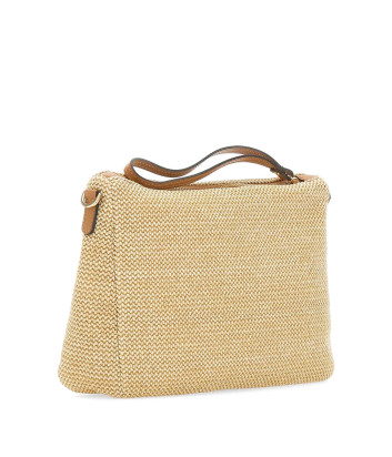 Сумка из соломы GIANNI CHIARINI NORA POUCH 10225 с кожаным ремешком бежевая