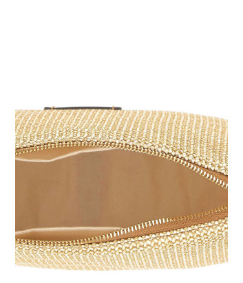 Сумка из соломы GIANNI CHIARINI NORA POUCH 10225 с кожаным ремешком бежевая