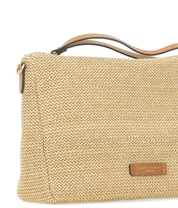 Сумка из соломы GIANNI CHIARINI NORA POUCH 10225 с кожаным ремешком бежевая