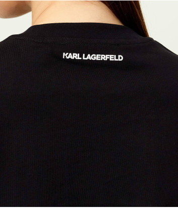 Футболка с аппликацией из кристаллов KARL LAGERFELD B2W17025 черная