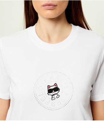Футболка с аппликацией из кристаллов KARL LAGERFELD B2W17025 белая