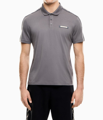 Мужская рубашка-поло EA7 Emporio Armani 7M001477 AF10375 из легкого хлопка серая