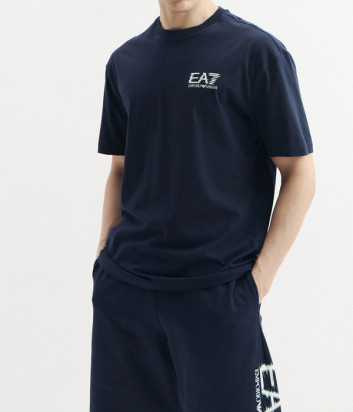 Футболка из дышащего хлопка EA7 Emporio Armani 7M001327 AF17789 синяя