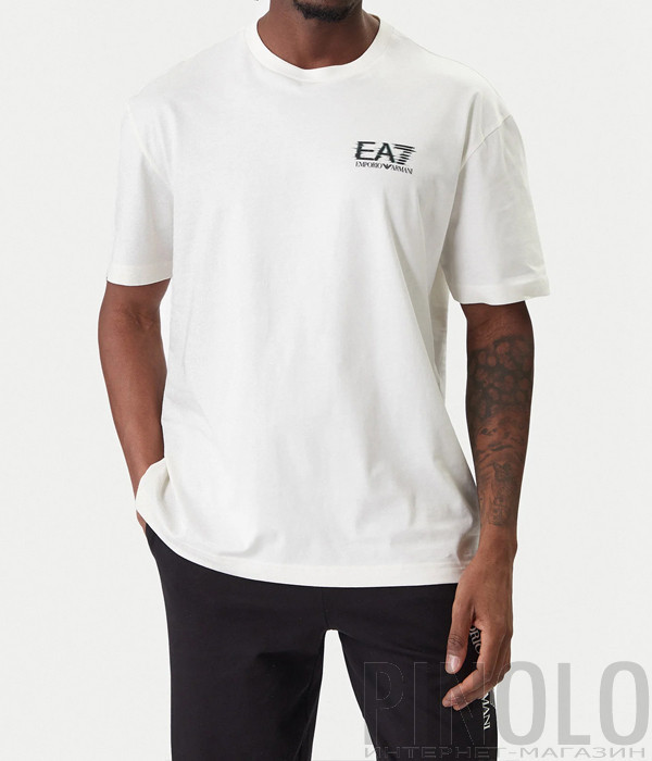Футболка из дышащего хлопка EA7 Emporio Armani 7M001327 AF17789 молочная