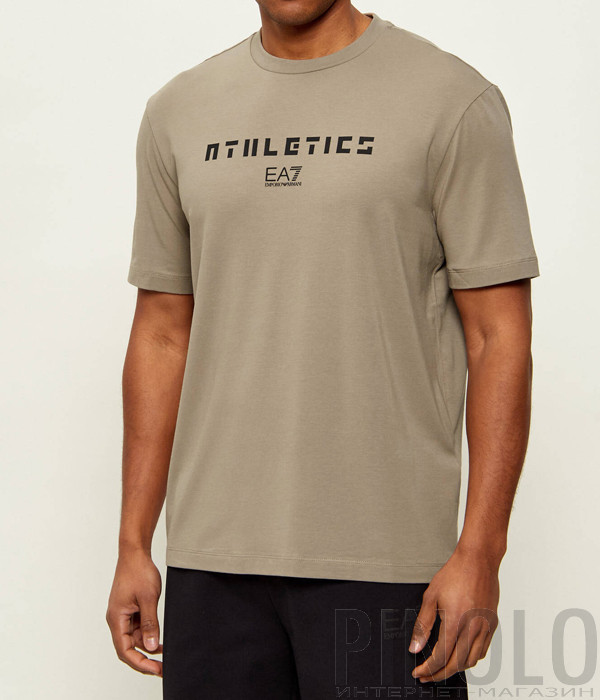 Чоловіча футболка EA7 Emporio Armani 7M002280 AF20821 з принтом бежева