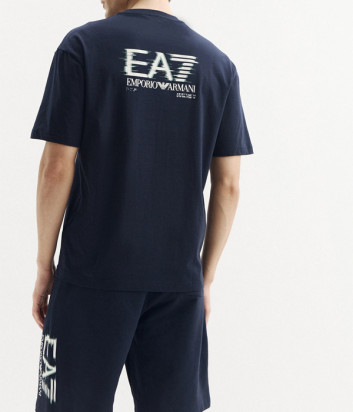 Футболка из дышащего хлопка EA7 Emporio Armani 7M001327 AF17789 синяя