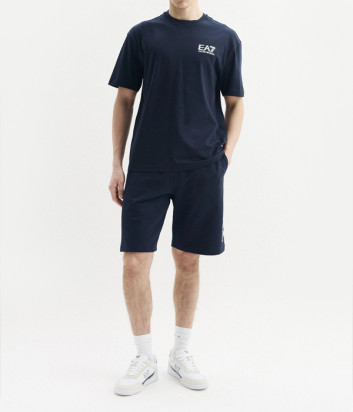 Футболка из дышащего хлопка EA7 Emporio Armani 7M001327 AF17789 синяя