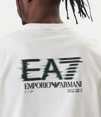 Футболка из дышащего хлопка EA7 Emporio Armani 7M001327 AF17789 молочная