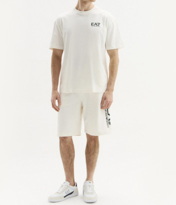 Спортивные шорты EA7 Emporio Armani 7M001329 AF17787 из дышащего хлопка молочные