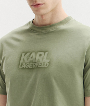 Хлопковая футболка KARL LAGERFELD 755060 562242 стандартного кроя оливковая