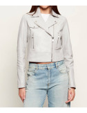 Кожаная куртка в байкерском стиле PINKO 106247 A32I серая