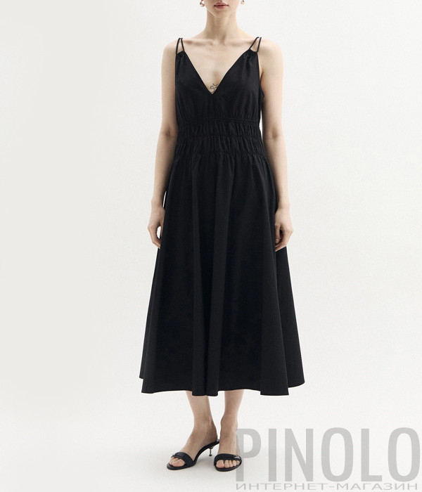 Сукня-міді PINKO 106524 A35Q з V-подібним вирізом чорна
