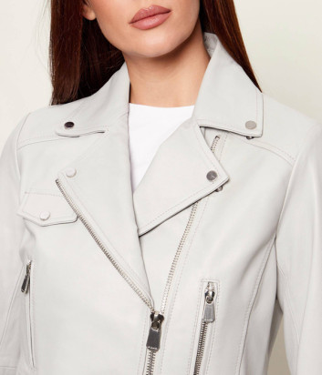 Кожаная куртка в байкерском стиле PINKO 106247 A32I серая