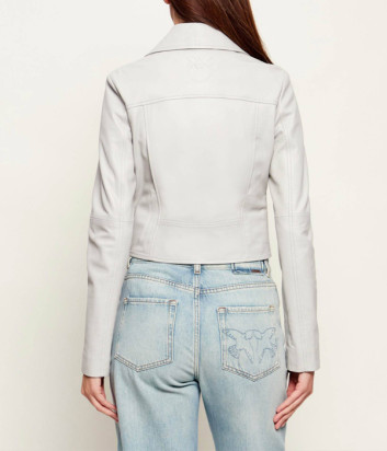 Кожаная куртка в байкерском стиле PINKO 106247 A32I серая