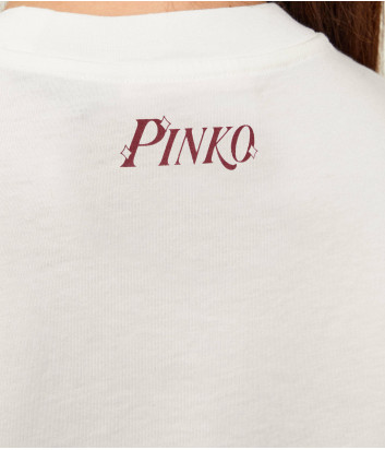 Хлопковая футболка PINKO 105050 A33O белая с принтом