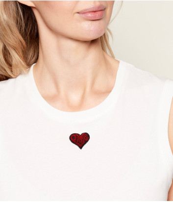 Белая майка PINKO 105741 A326 с алым сердечком