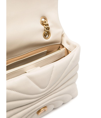 Сумка в стеганной коже PINKO Classic Puff Butterfly 100038 с золотистой фурнитурой молочная