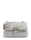 Сумка в стеганной коже PINKO Love Classic Puff 100038 с золотистой фурнитурой жемчужно-серая