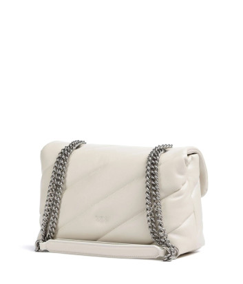 Сумка в стеганной коже PINKO Love Classic Puff 100038 с серебристой фурнитурой белая