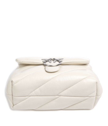 Сумка в стеганной коже PINKO Love Classic Puff 100038 с серебристой фурнитурой белая