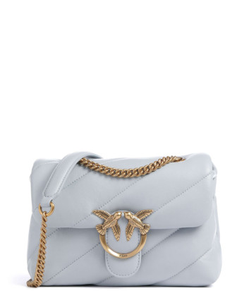 Сумка в стьобаній шкірі PINKO Love Mini Puff 100039 із золотистою фурнітурою світло-блакитна