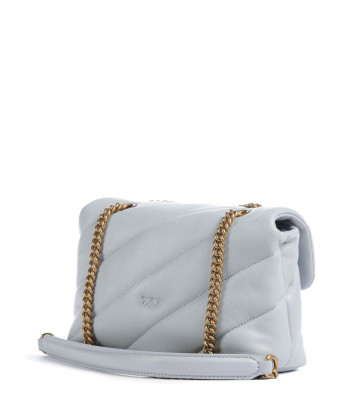 Сумка в стеганной коже PINKO Love Mini Puff 100039 с золотистой фурнитурой светло-голубая