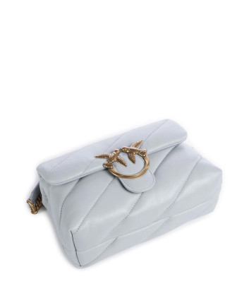 Сумка в стеганной коже PINKO Love Mini Puff 100039 с золотистой фурнитурой светло-голубая