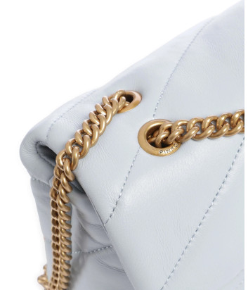Сумка в стеганной коже PINKO Love Mini Puff 100039 с золотистой фурнитурой светло-голубая