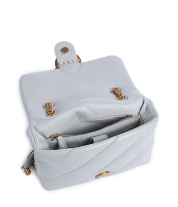 Сумка в стеганной коже PINKO Love Mini Puff 100039 с золотистой фурнитурой светло-голубая